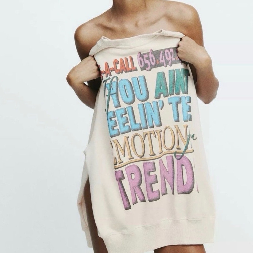 ZARA Emotions washed effect crew sweatshirt Size S